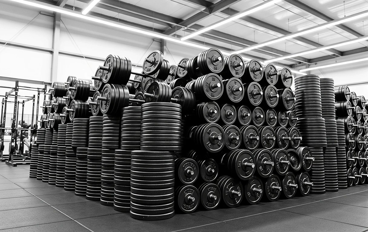 Stahl-Gewichtsscheiben in einem Kraftsportzentrum